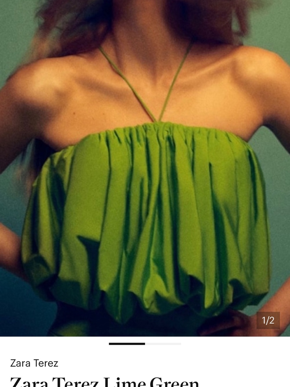 Zara Terez Bright Lime Green Halter Bubble Top